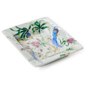 7 1/2" Bird & Blossom Chinoiserie Decorative Tray
