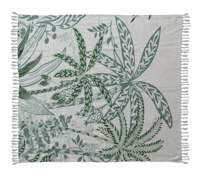 Cotton Throw Palm Tree and Fringe