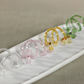 Glass Flower Napkin Rings Green Set of 4