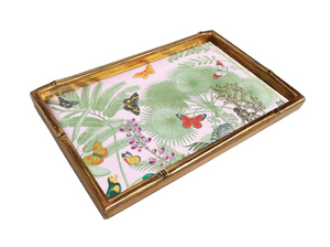 Paradise Garden Bamboo Edge Lacquer Vanity Tray