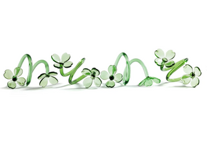 Glass Flower Napkin Rings Green Set of 4