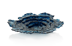 Oyster Rock Blue Marble Glass Plate 16"