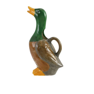Hand Painted Stoneware Duck Shaped Pitcher