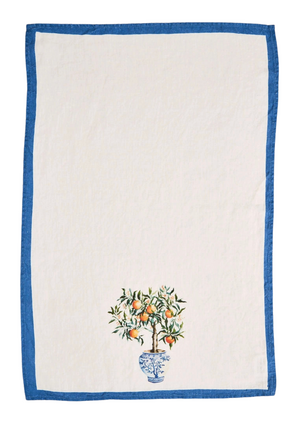 Chinoiserie Orange Tea Towel