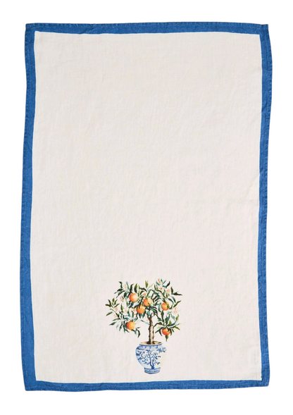 Chinoiserie Orange Tea Towel