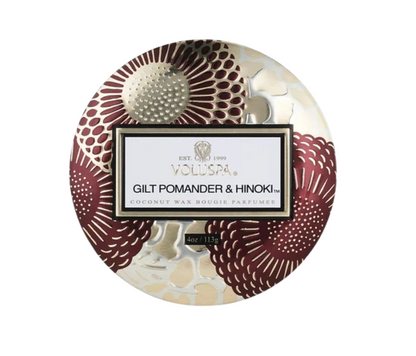Gilt Pomander & Hinoki Mini Tin Candle