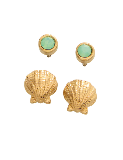 SP Little Shell Stud Earrings Set Sea Foam