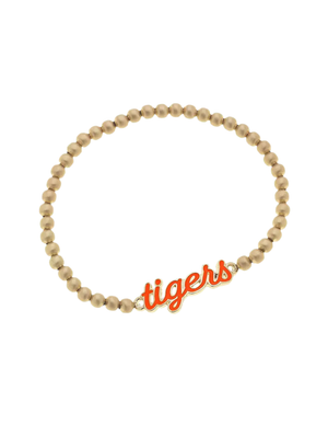 Auburn Tigers Enamel Script Stretch Bracelet in Burnt Orange
