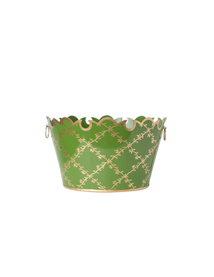 Moss Green Trellis Scalloped Planter