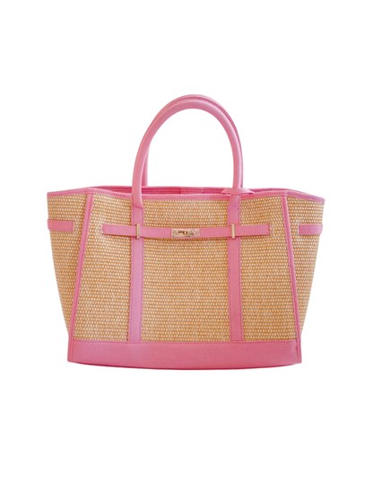Spencer Raffia Tote Bag Pink