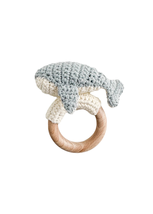 Cotton Crochet Rattle Teether Whale