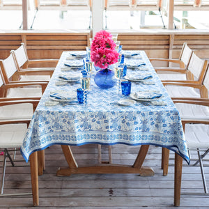 Pineapple Party Blue & White Tablecloth 60x140