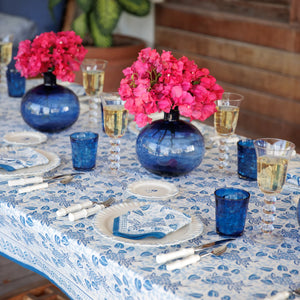 Pineapple Party Blue & White Tablecloth 60x140