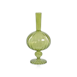 Venetian Spiral Vase - Green - Onion Shape
