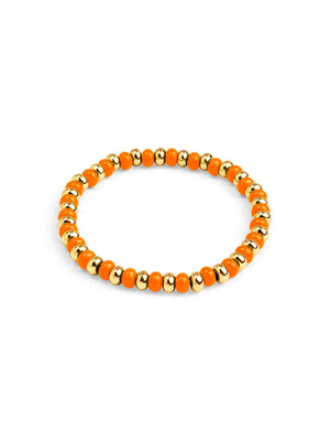 Orange Enamel Beaded Stretch Bracelet