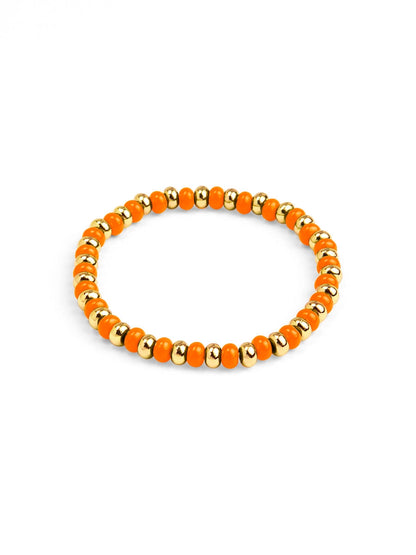 Orange Enamel Beaded Stretch Bracelet
