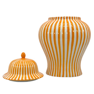Orange Candy Cane Striped Ceramic Vase 18"