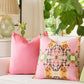 Hot Pink Velvet Pillow with Orange Pillow