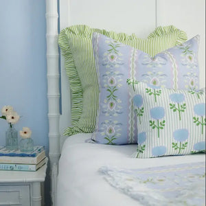 Ticking Stripe Green Decorative Pillow