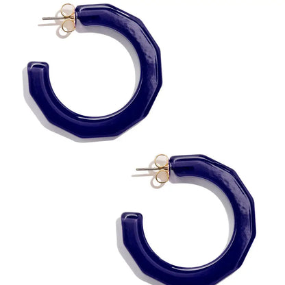 Navy Small Textured Hoop Earring