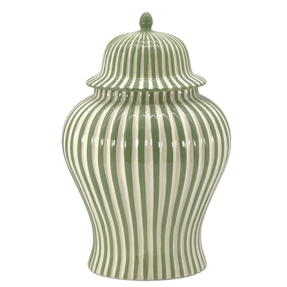 Green Candy Cane Striped Ceramic Vase 18"