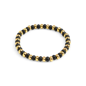 Black Enamel Beaded Stretch Bracelet