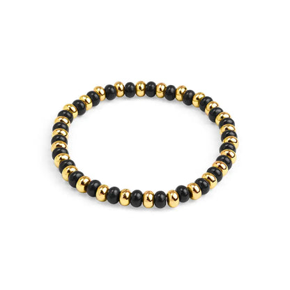 Black Enamel Beaded Stretch Bracelet