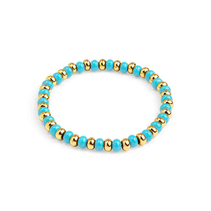 Baby Blue Enamel Beaded Stretch Bracelet