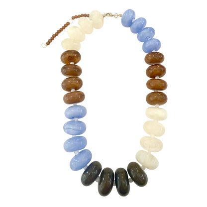 Light Blue Brown Mix Carissa Chunky Beaded Necklace