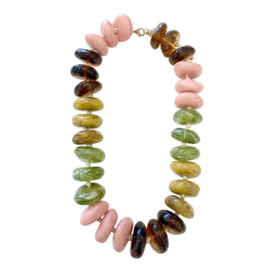 Blush/Green Mix Delray Chunky Beaded Necklace