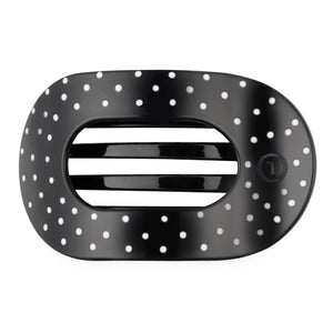 Black Polka Dot Party Medium Flat Round Hair Clip