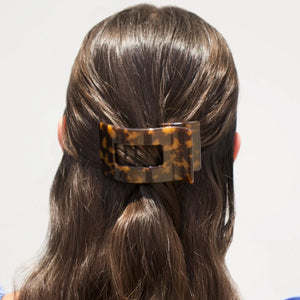 Tortoise Small Flat Rectangular Hair Clip