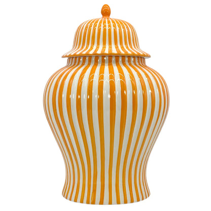 Orange Candy Cane Striped Ceramic Vase 18"