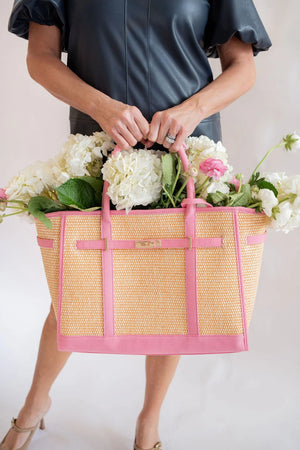 Spencer Raffia Tote Bag Pink